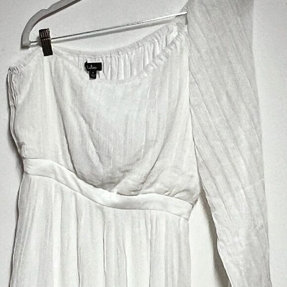 NWT Lulus Always Loving You White Pleated One Shoulder MIDI Dress Sz M Host Pick - Picture 12 of 13